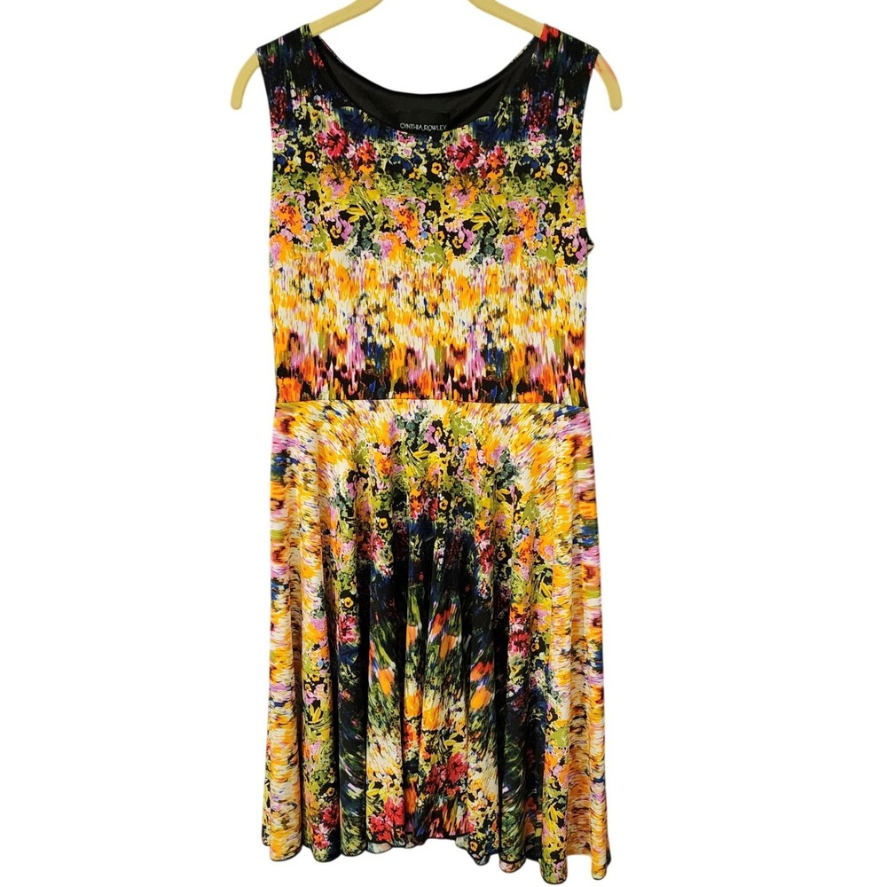 Cynthia Rowley Womens Fit and‎ Flare Dress Multi Color Floral Abstract Size 10